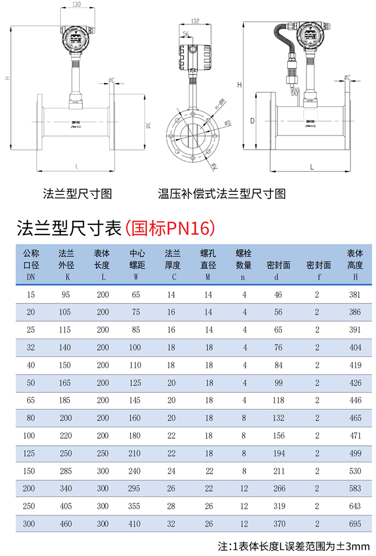 丁烷流量計(jì)法蘭式尺寸圖
